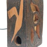 Brutalist ceramic lamp with stylized bird decor