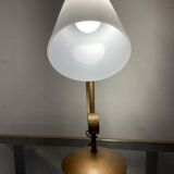 Lampe vintage en fer forgé et opaline