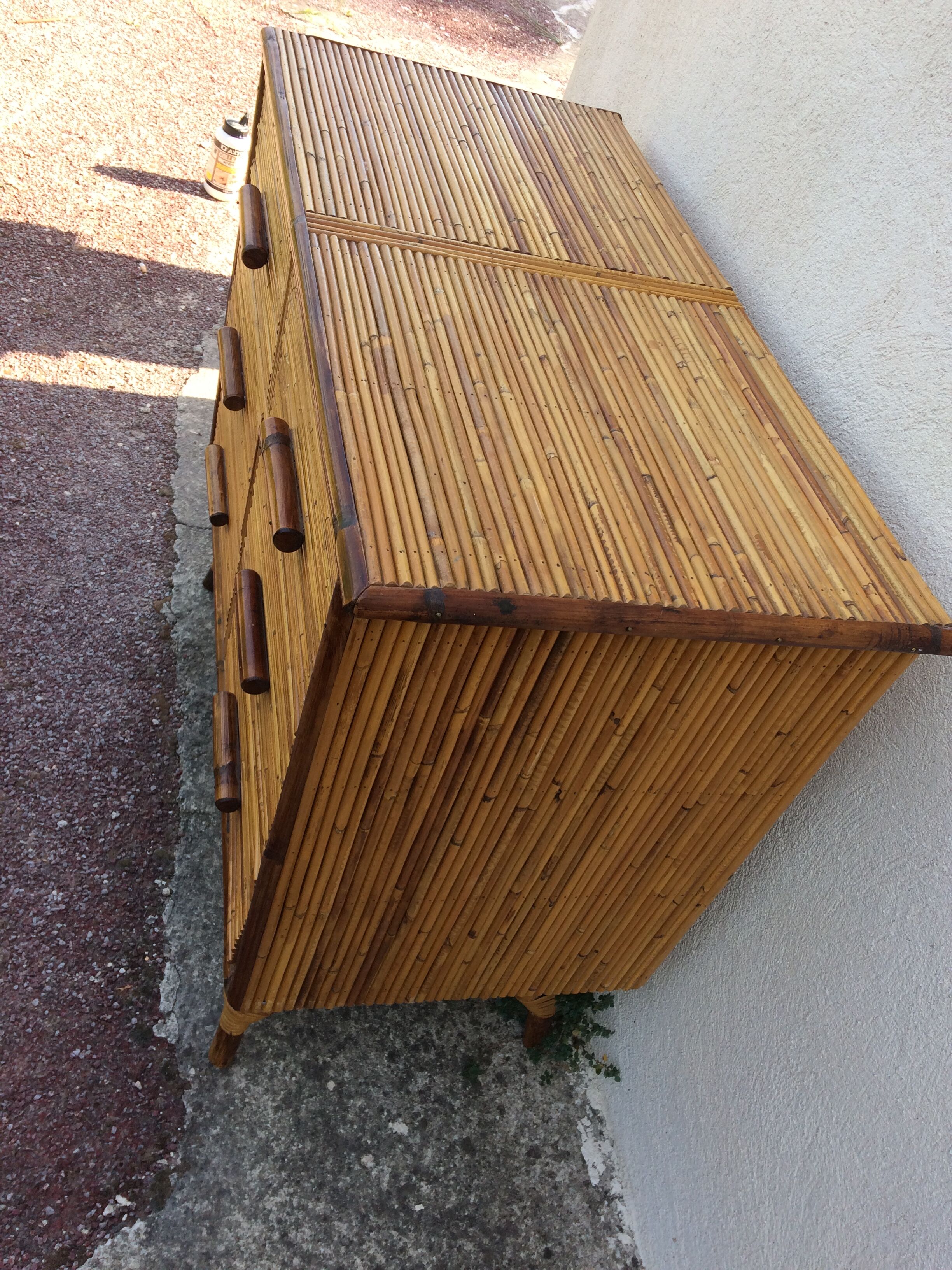 Commode rotin 3 tiroirs vintage