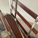 Vintage magazine rack in wood and aluminum
