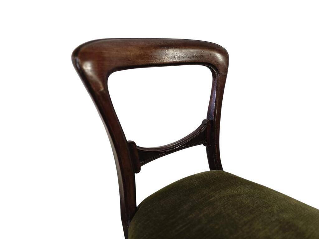 Set of 2 Victorian Balloon Back Chairs with Green Seats