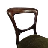 Set of 2 Victorian Balloon Back Chairs with Green Seats