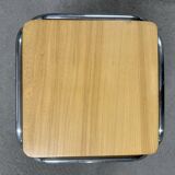Set of 4 70s nesting coffee tables in metal and solid oak
