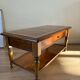 Table basse vintage en bois avec tiroir et tablettes