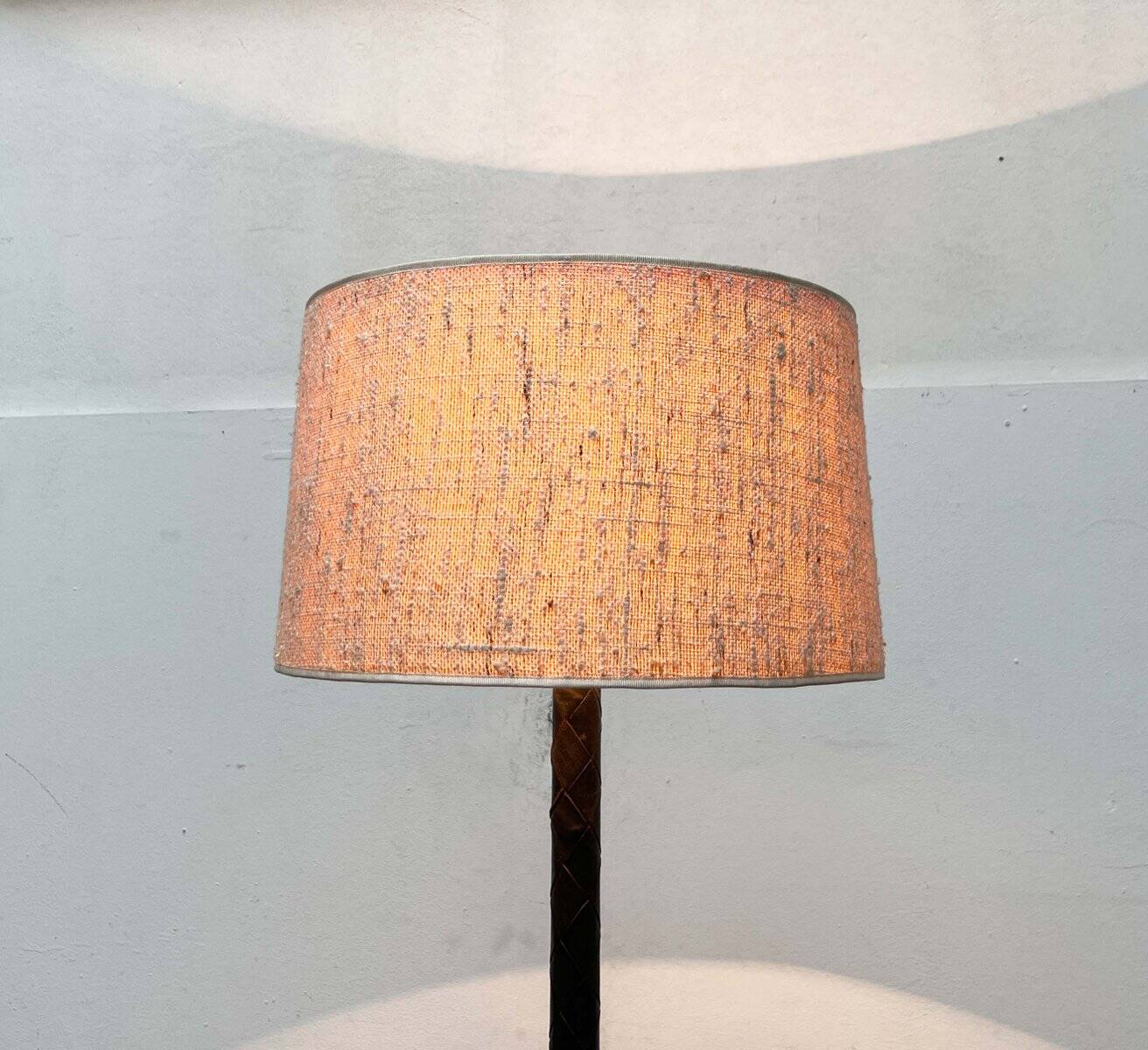 Leather floor lamp Model Flet modern Danish mid-century by Jo Hammerborg for Fog & Mørup, 1960s