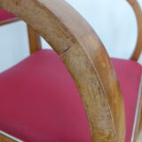 Pair of bridge chairs in red skai