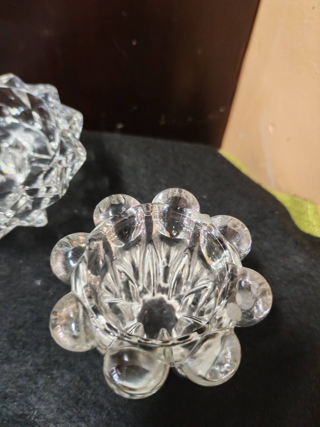 Set of glass candle holders from Reims