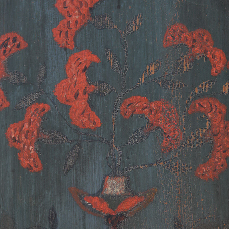 Rustic Farmhouse Folk Art Painted Bridal Cabinet dated 1818