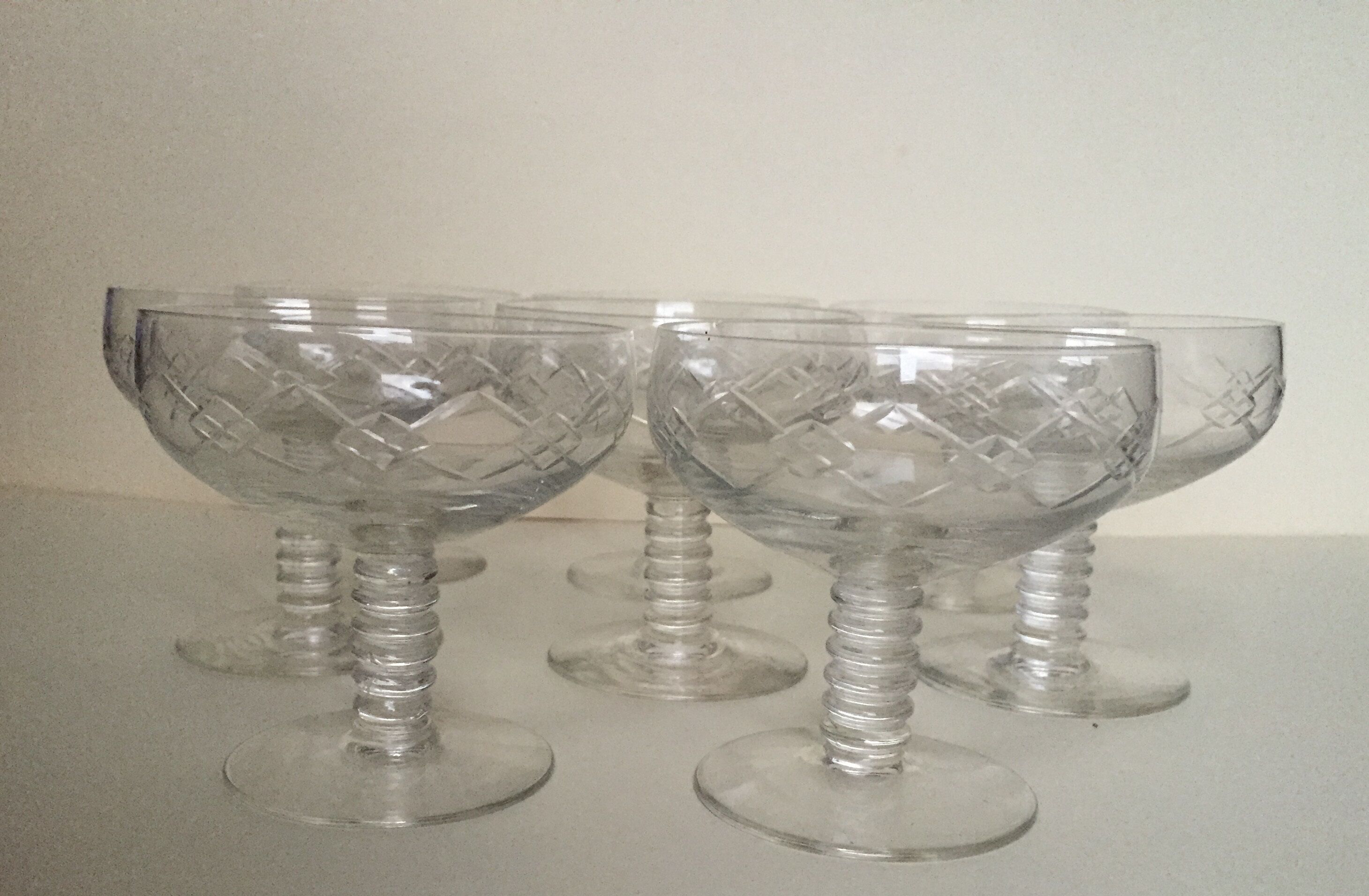 Set of eight champagne glasses