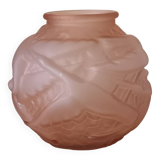 Art Deco pink glass round vase