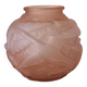 Vase boule en verre rose art déco