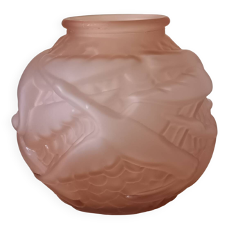 Art Deco Pink Glass Ball Vase