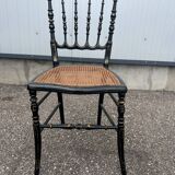 Napoleon III chair in blackened wood and cane