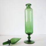 Italian decanter in green blown glass empoli