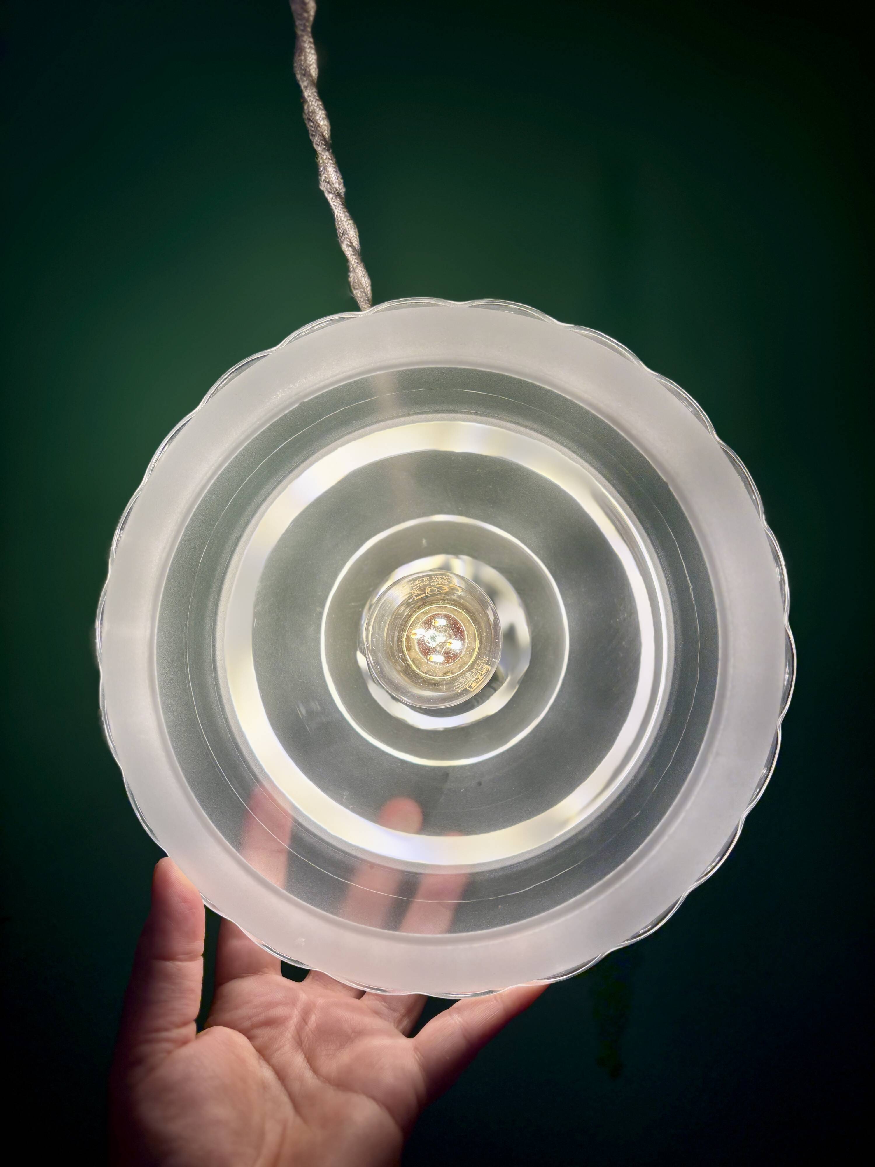 Vintage frosted glass lampshade pendant light