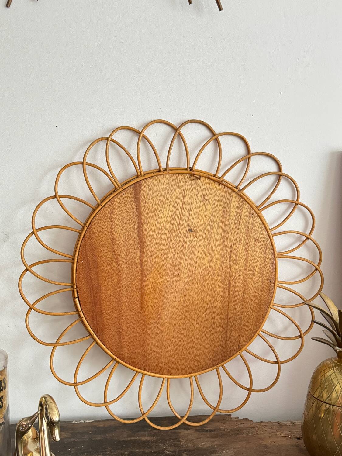 Antique vintage rattan mirror