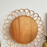 Old vintage rattan mirror