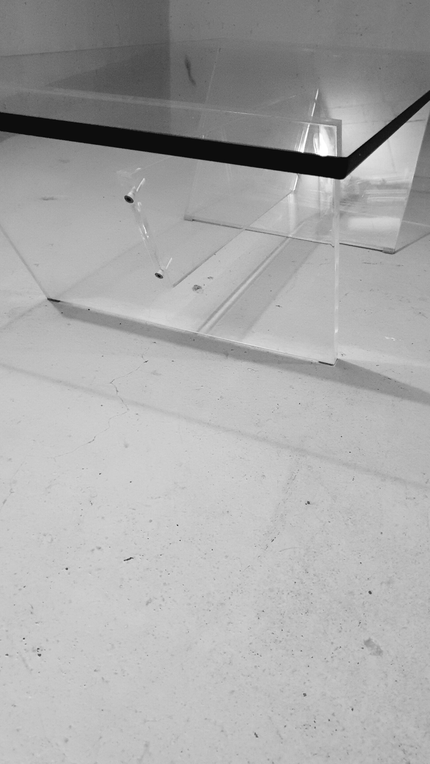 Glass and plexiglass coffee table 1970