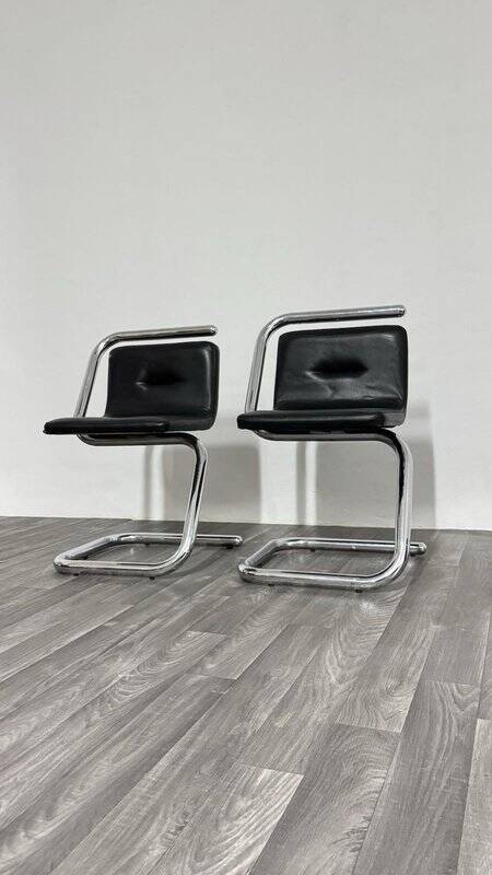 Chrome Tubular Steel Armchairs by Luigi Bardini, 1970s, Set of 2