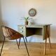 Bureau scandinave en teck restauré - Pieds compas