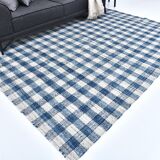 190x290cm İndigo blue kilim carpet. made with wool, Organic Wool Kilim