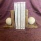 Vintage Italian alabaster bookends "Tennis Ball"