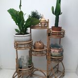 Wicker rattan bamboo plant table