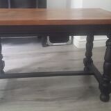 Low wooden table, black feet