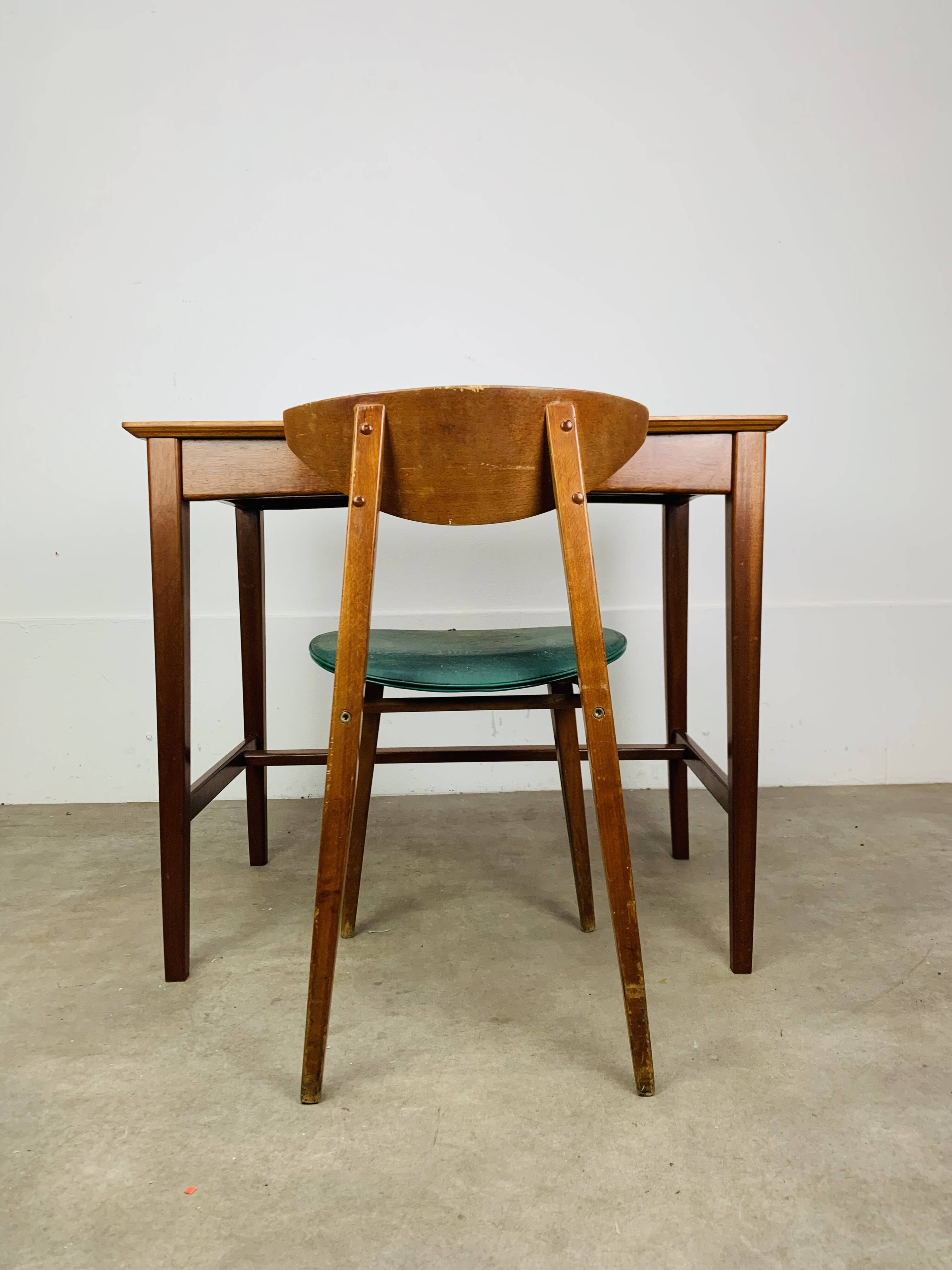 Minimalist Scandinavian teak desk from the 1960s, vintage.