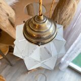 Vintage frosted glass lamp, Art Deco star shape, customizable