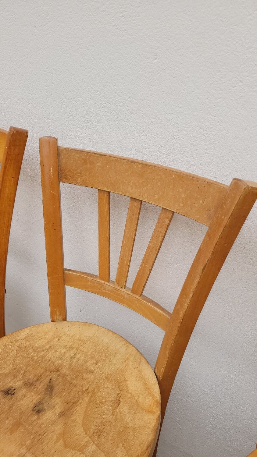 Series of 4 chairs of bistrot restaurant old 1950