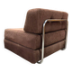 Fauteuil vintage marron côtelé / une place avec accent chromé
