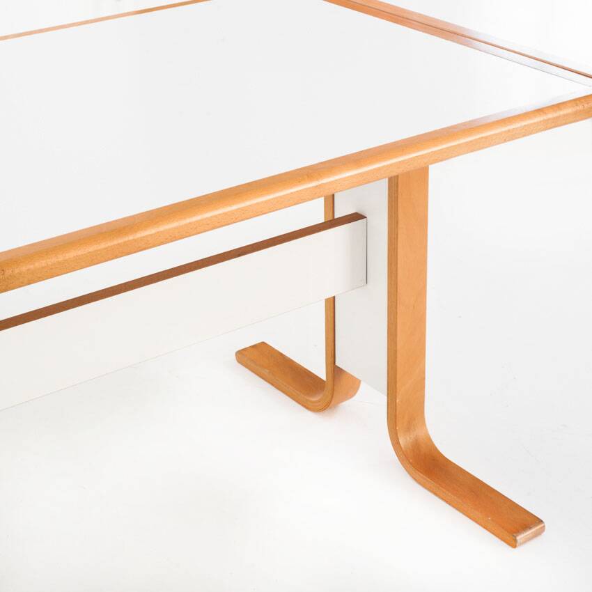 Vintage Scandinavian beech table with extension. Sweden, 1980s.