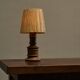 Mid-Century Accent Table Lamp in Solid Oak and Patinated Brass