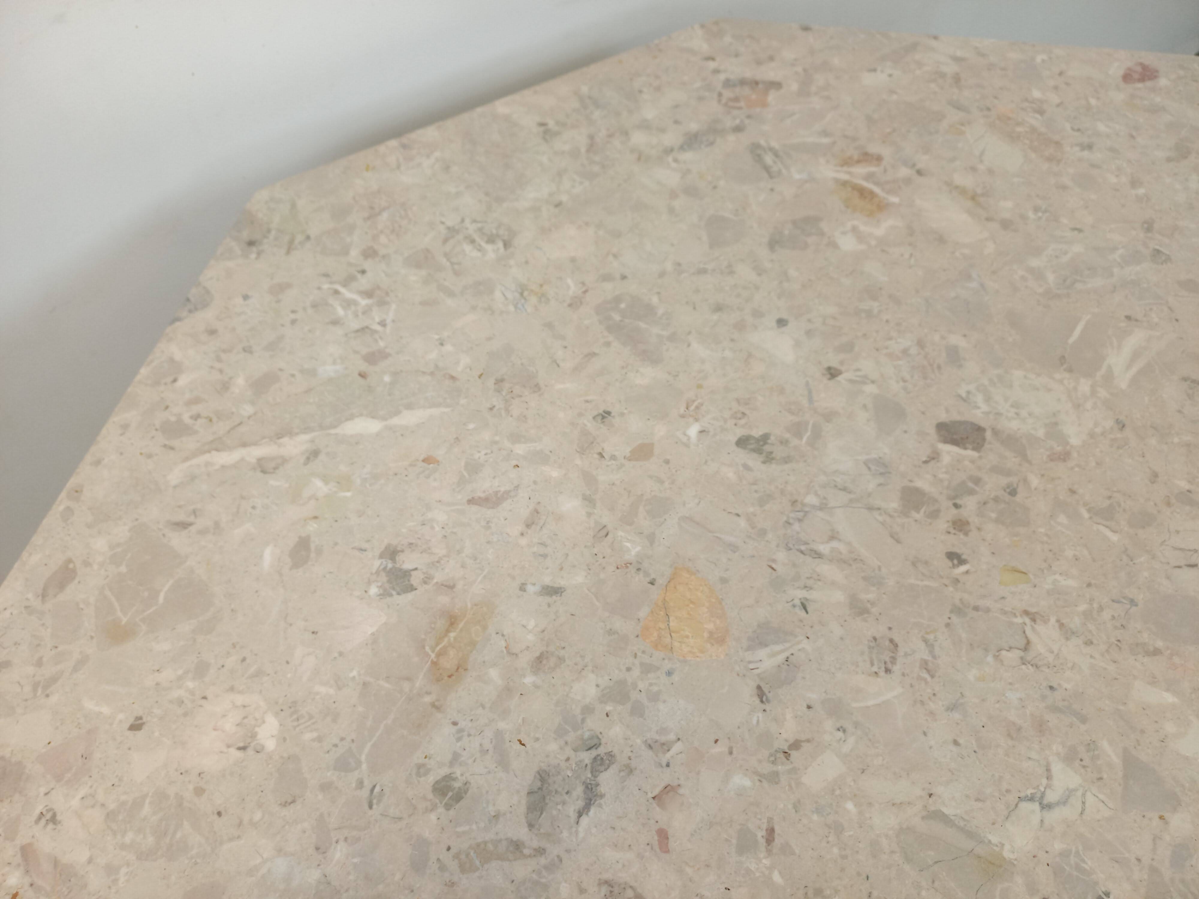 Vintage 70s 80s Octagonal Marble Dining Table