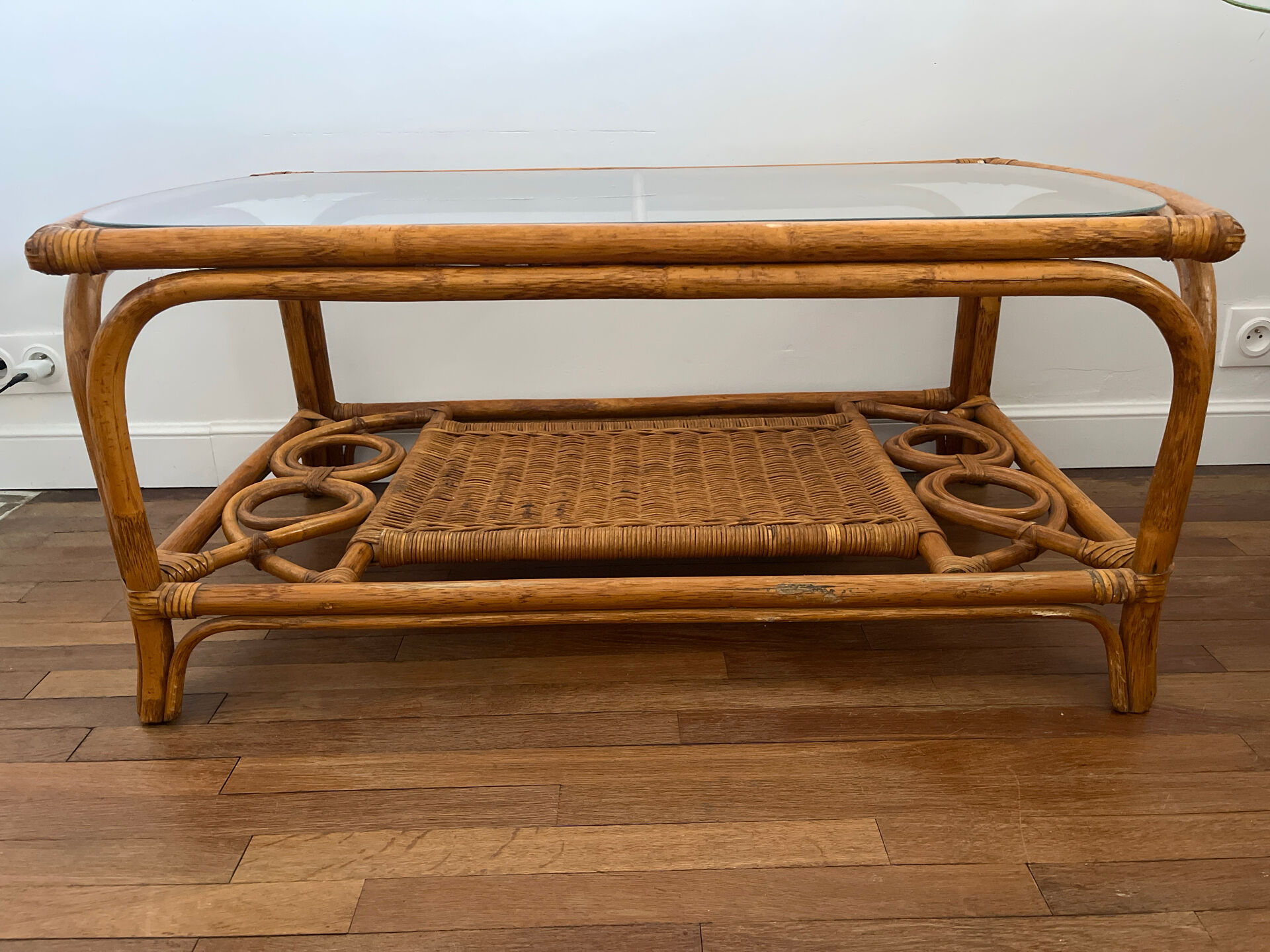 Vintage bamboo and rattan table