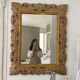 2 carved rectangular wooden mirrors, golden patina