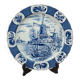 Large decorative wall plate blue and white windmills Delft style 41 cm