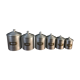 Six aluminum spice pots