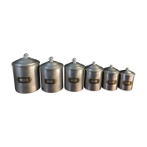 Six aluminum spice pots