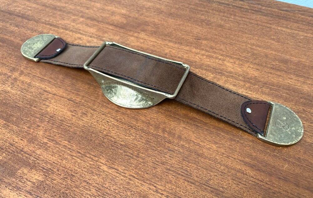 Mid-Century Bronze and Leather Armrest Bowl or Ashtray, 1960s