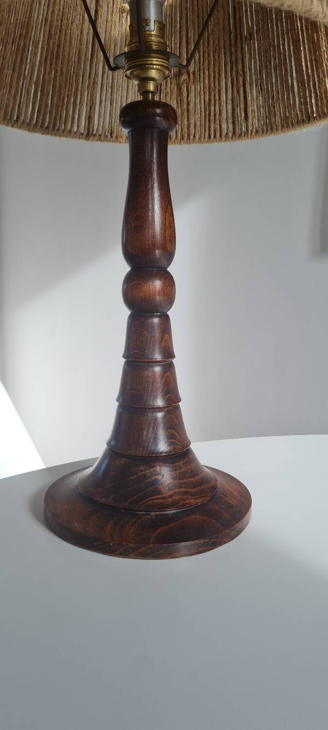 Turned wood lamp circa 1950