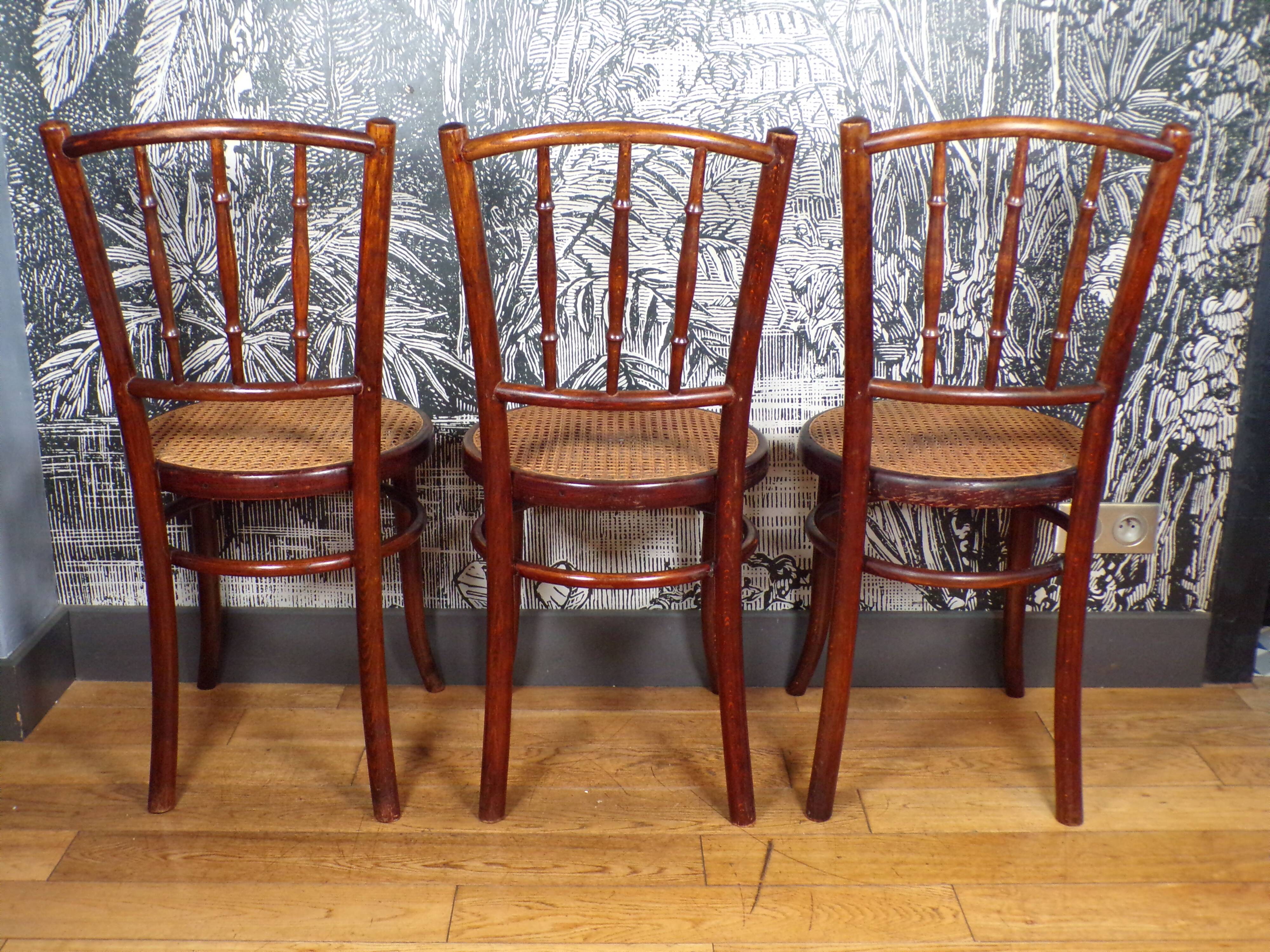 3 Mundus caned bistro chairs