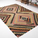 Orange Black Turkish Kilim Rug 170x259Cm SK 35353