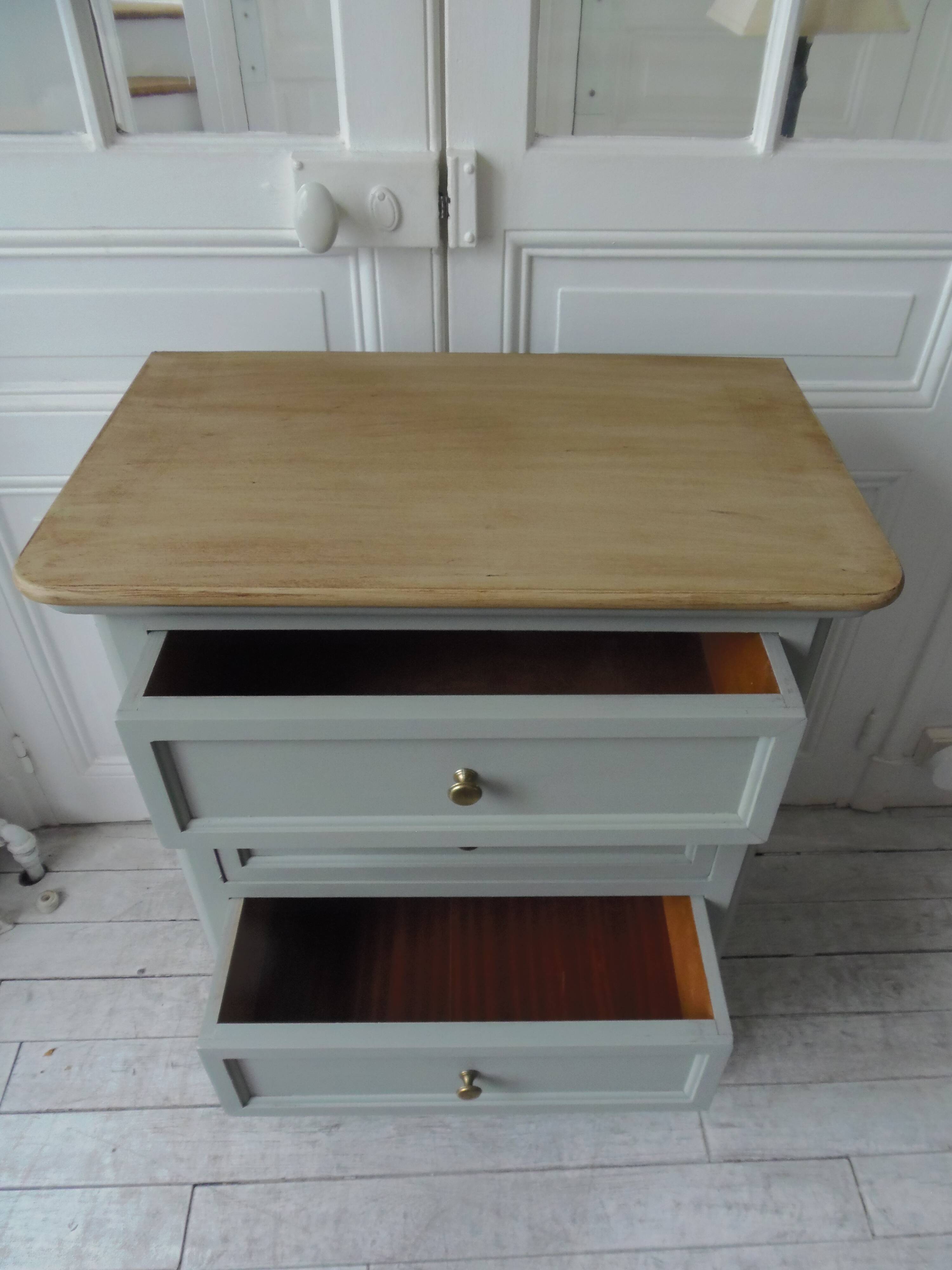 Louis Philippe style chest of drawers, 4 drawers in verdigris