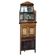 Antique Italian corner buffet from around 1880 in hardwood with boxwood inlay and mirror.