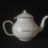 White enamelled sheet metal teapot