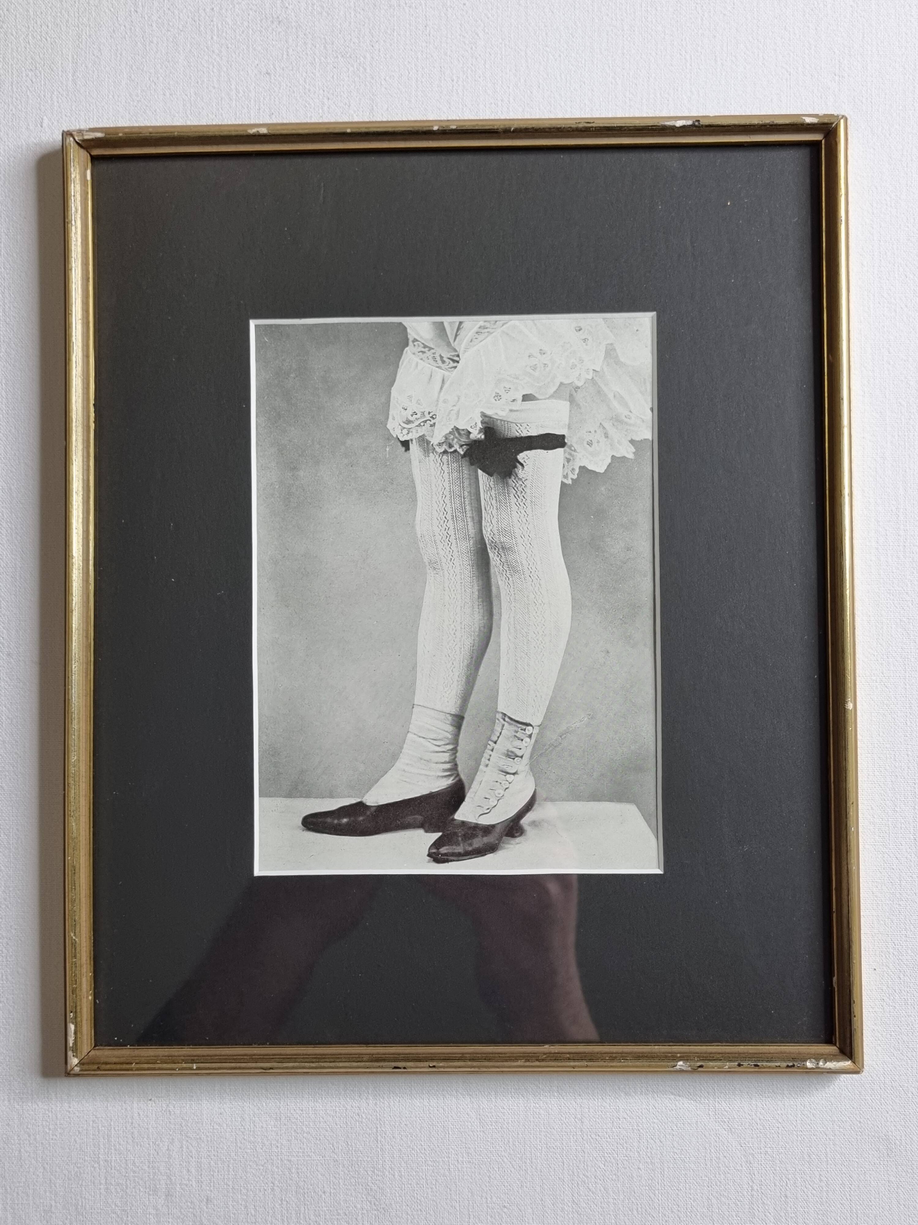 Original photogravure on glossy paper, Model in stockings and shoes 1900