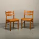 Razorblade style dining chairs by Henning Kjærnulf Oak and Leather Denmark