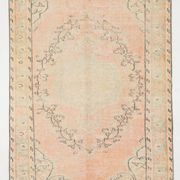 Blush Pink & Sage Green Oushak Vintage Rug For Living Room, 166x266 Cm